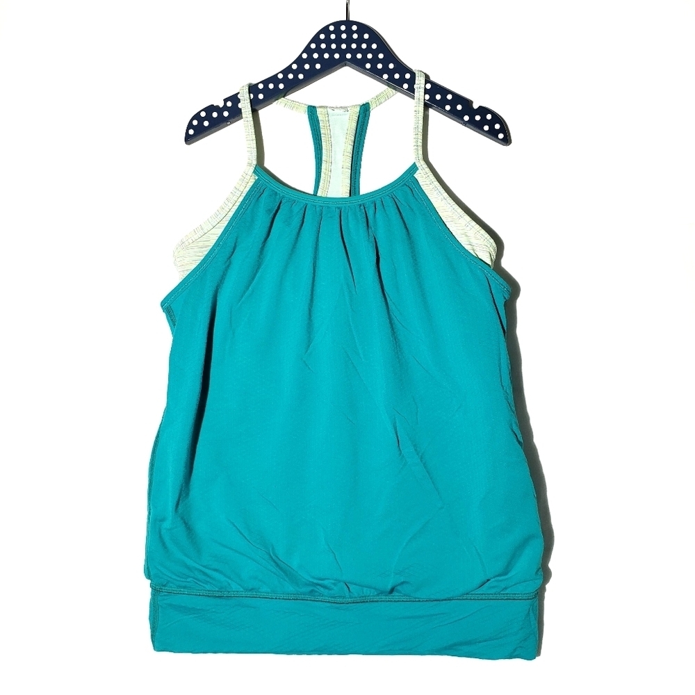Ivivva Double Dutch Layered‎ Tank 14 Teal Blue Lime Green